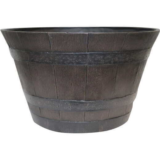Southern Patio 13-1/2 In. H. x 22-1/2 In. Dia. Kentucky Walnut High-Density Resin Traditional Whiskey Barrel Planter